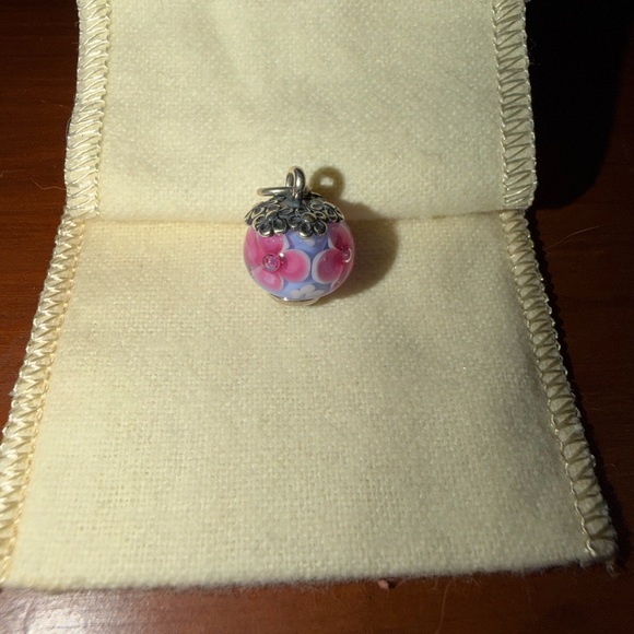 RARE Retired James Avery Sterling Silver Spring Blossom Art Glass Finial Charm
